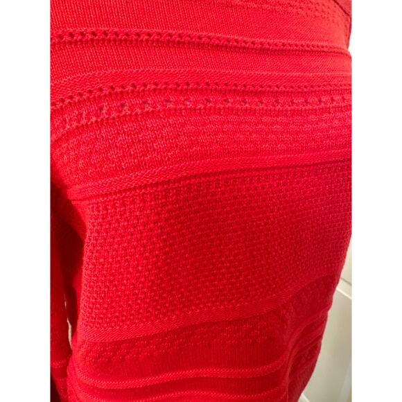 Ann Taylor LOFT Red Long Sleeve Sweater Stripe Pattern 100% Cotton Size Small - Picture 5 of 9